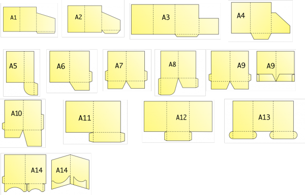 Flat presentation folders of many kinds